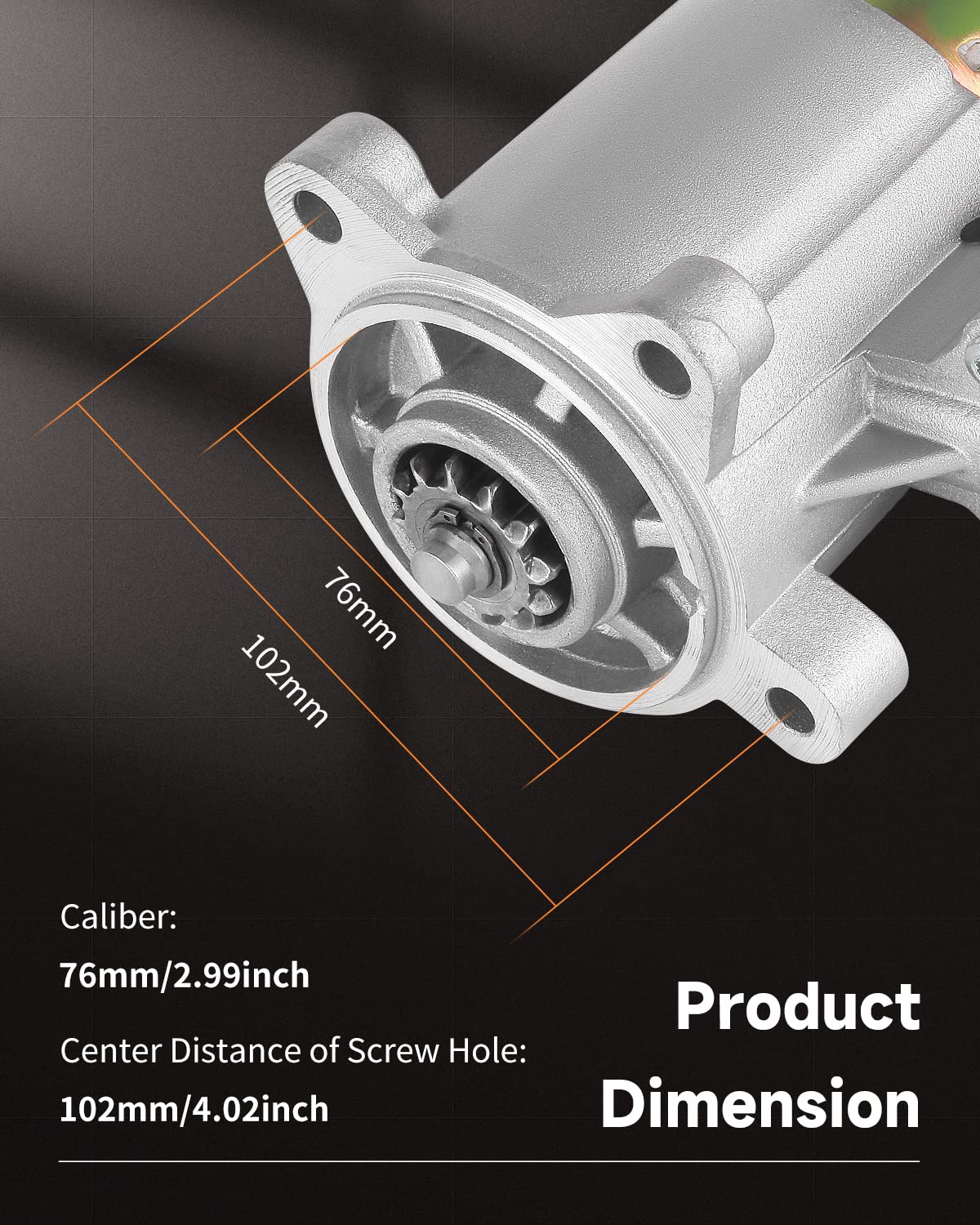 OCPTY starter mounting flange detail highlighting bolt holes for direct-fit installation