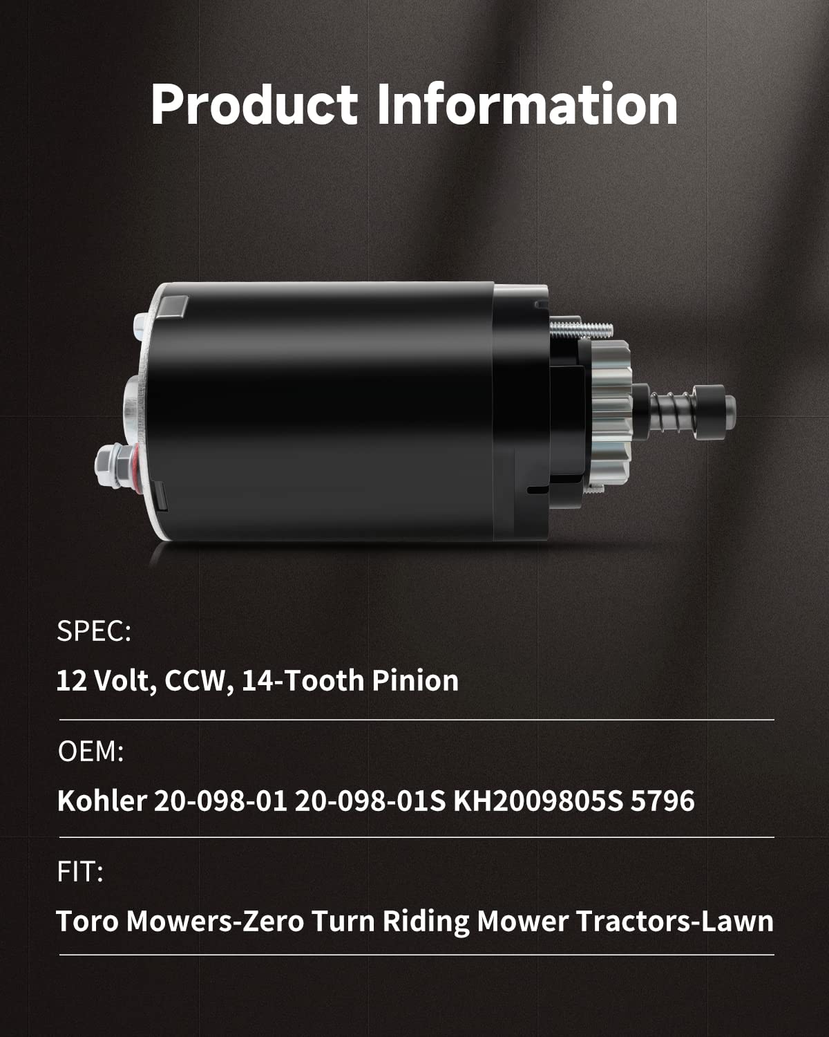 OCPTY starter close-up of 14-tooth pinion, benefit: precise gear engagement for smooth starts