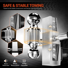 octora ball mount with 2" and 2-5/16" balls showing versatile towing capacity