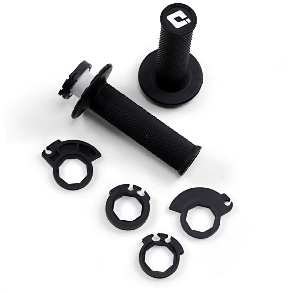 Odi front view of grips showing clamp and benefits of quick-change installation