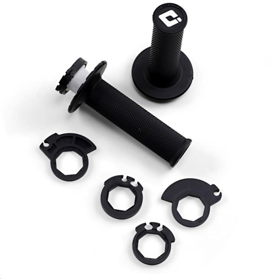 Odi front view of grips showing clamp and benefits of quick-change installation