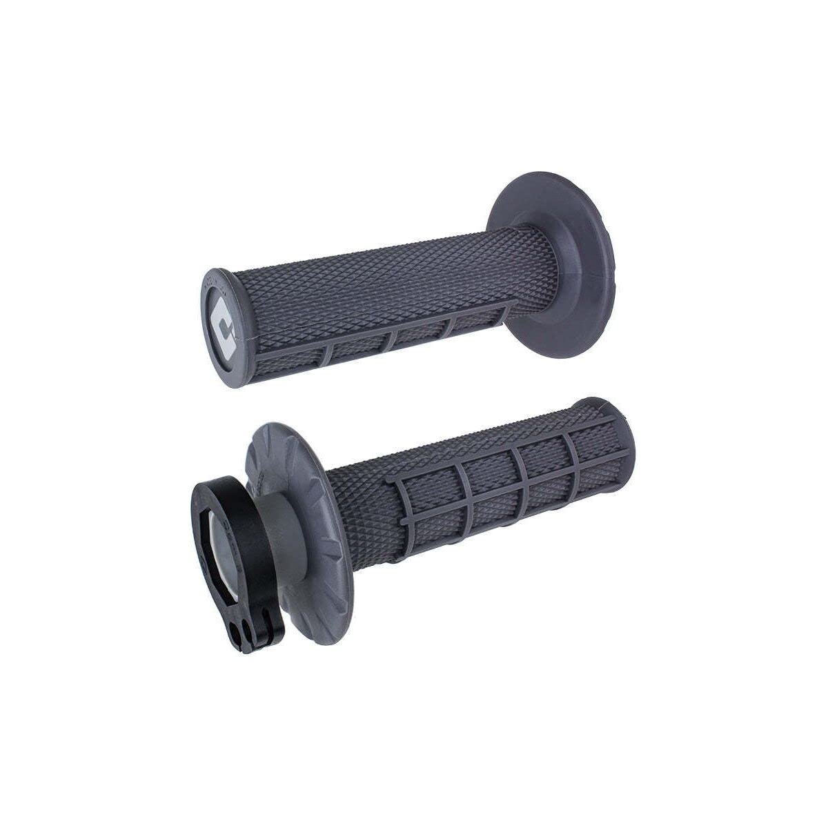 Odi front view of graphite half-waffle grip showing secure lock-on fit and improved control