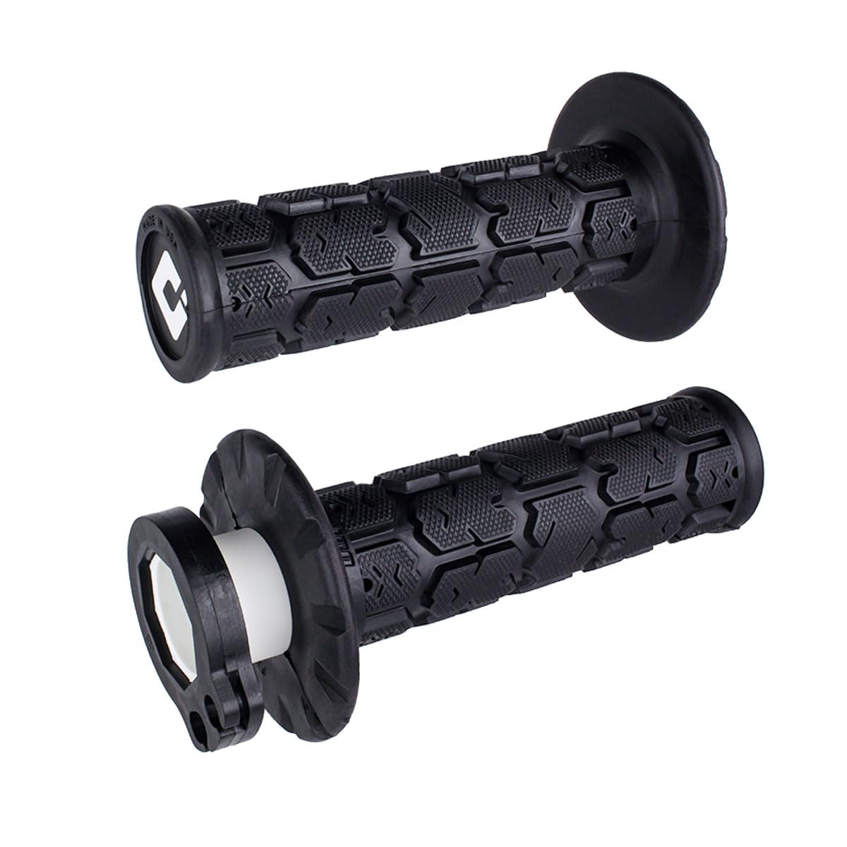 Odi Rogue MX front view showing black lock-on grips and visible clamp for secure control