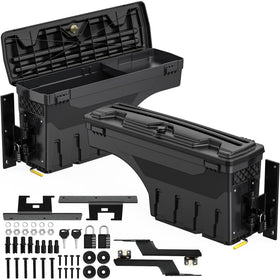 OEDRO front view of bed box showing compact organized storage benefit