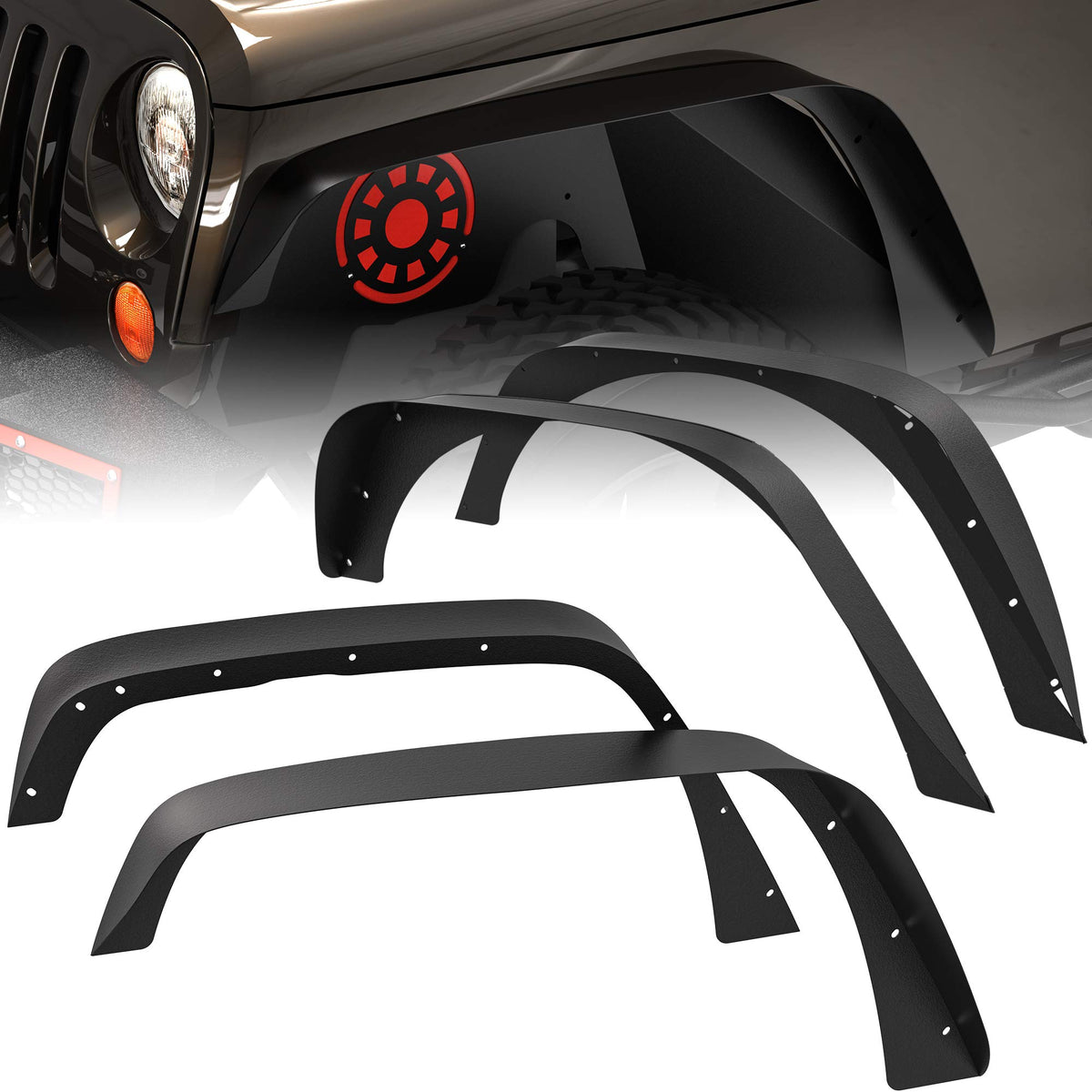 OEDRO front fender flare packaging showing kit completeness and protection