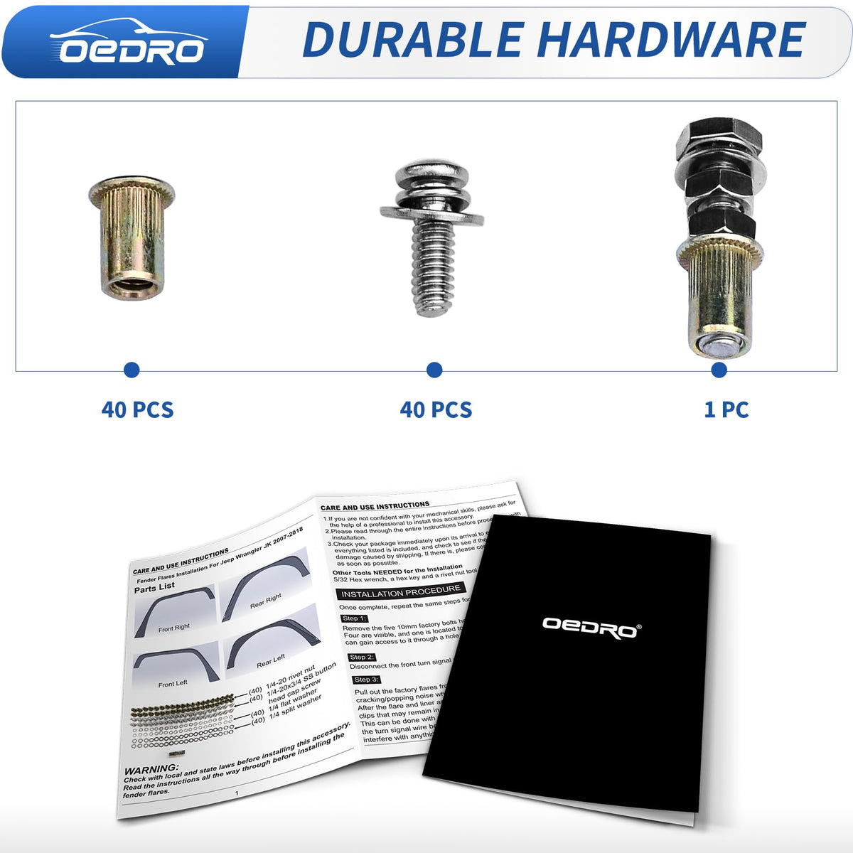 OEDRO installation manual and boxed kit ready for unpacking and fitment