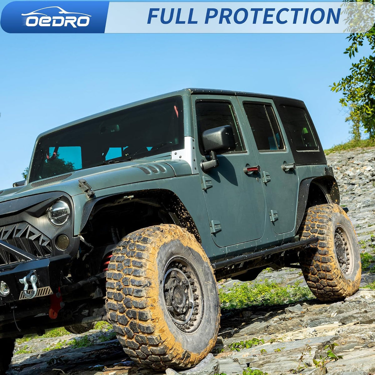 OEDRO flare next to Jeep wheel to show size and tire clearance