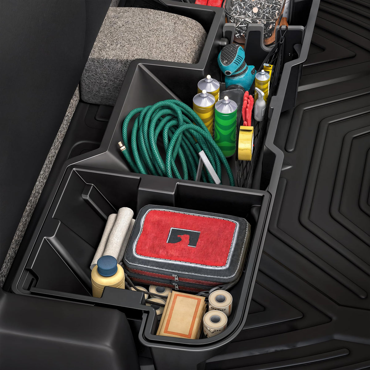 OEDRO storage with tools for scale showing ample capacity for equipment