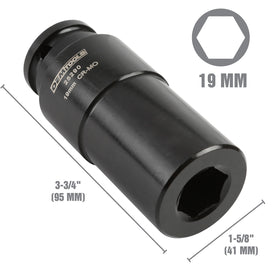 OEMTOOLS 19mm socket close-up highlighting 6-point geometry benefit