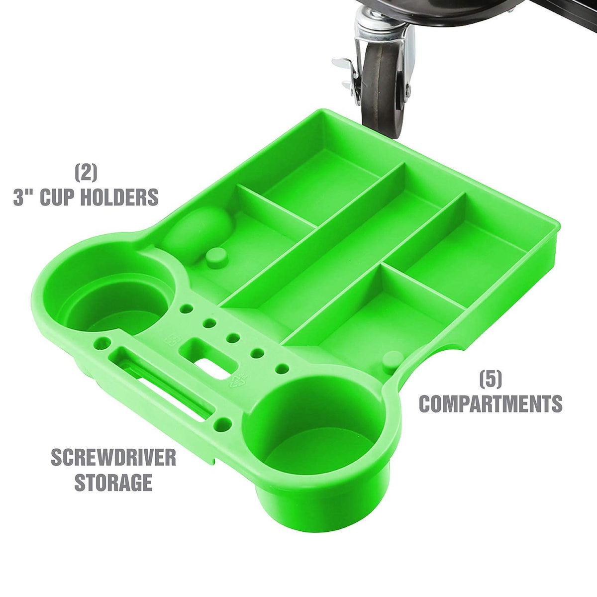 OEMTOOLS 3-inch rubber caster detail for smooth rolling and durability