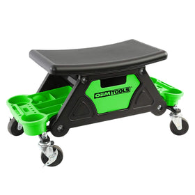 OEMTOOLS front view of rolling mechanic stool showing stability and storage