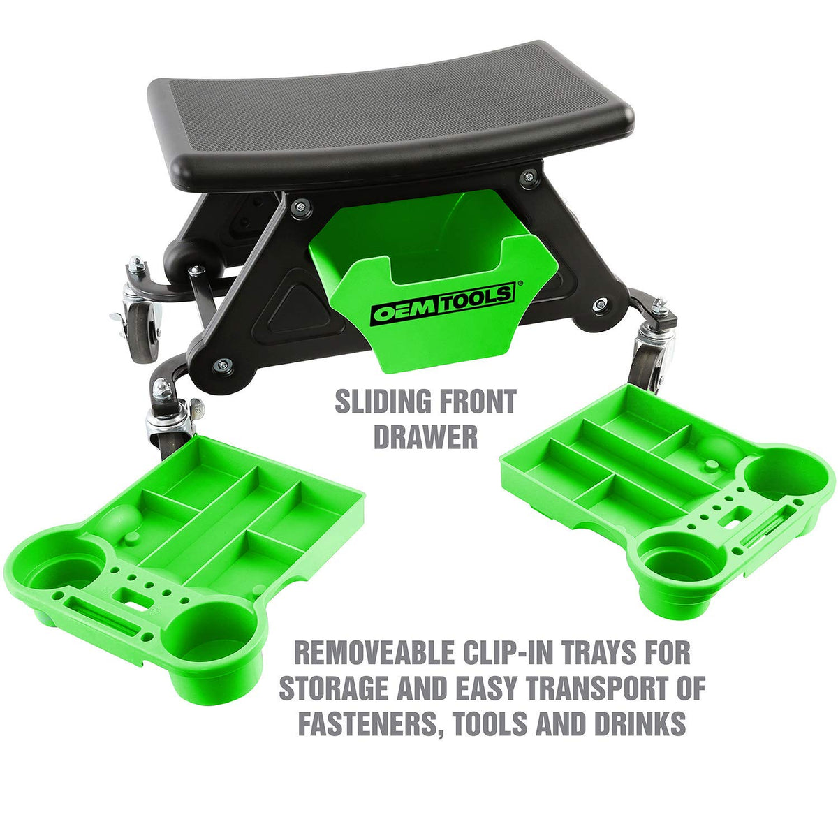 OEMTOOLS closeup of cushioned seat delivering comfort for long tasks