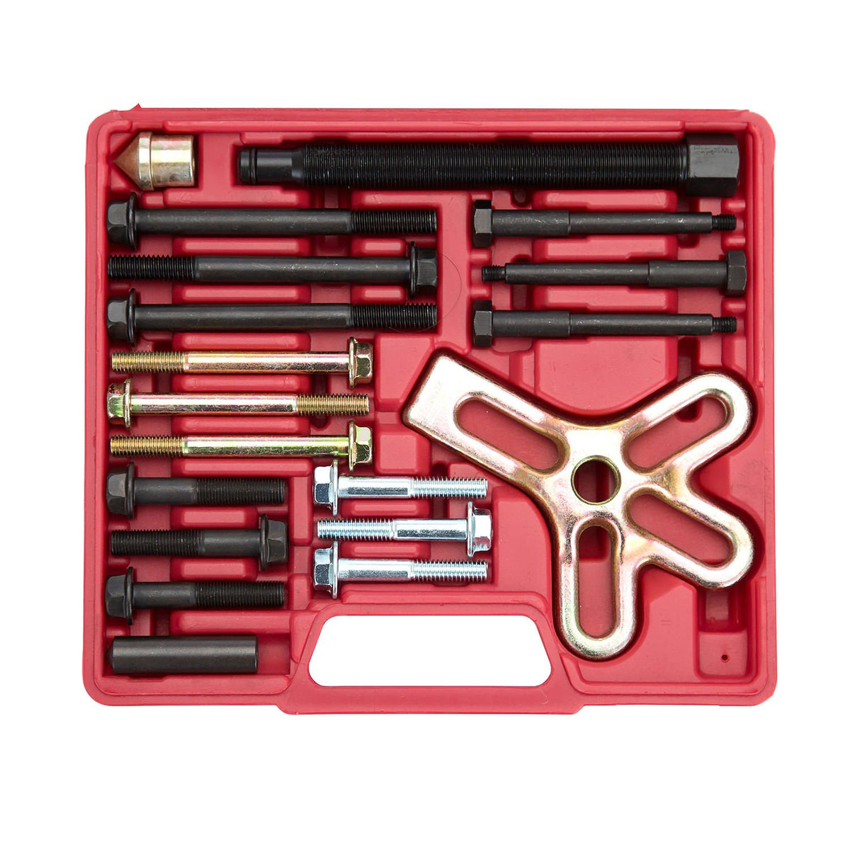 OEMTOOLS 27187 front view open case showing organized puller pieces and bolts for quick access