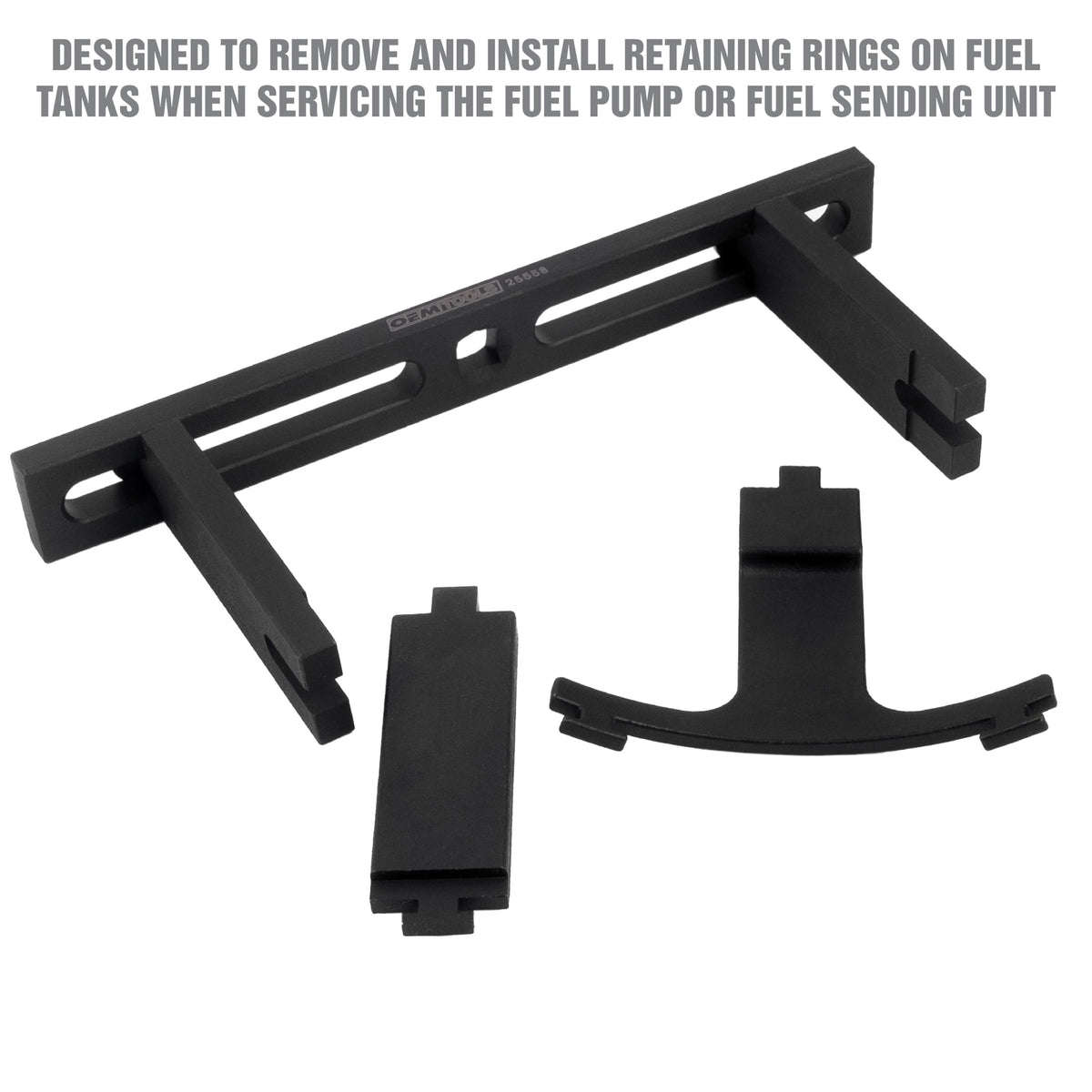 OEMTOOLS adjustment track showing arm positions and measurement range for correct fit