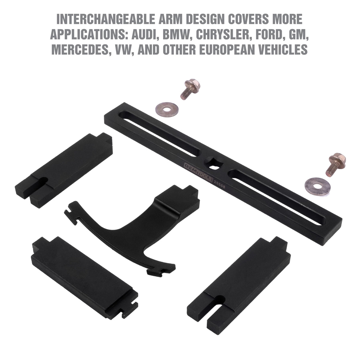 OEMTOOLS closeup of interchangeable arms highlighting durable construction and accurate fit