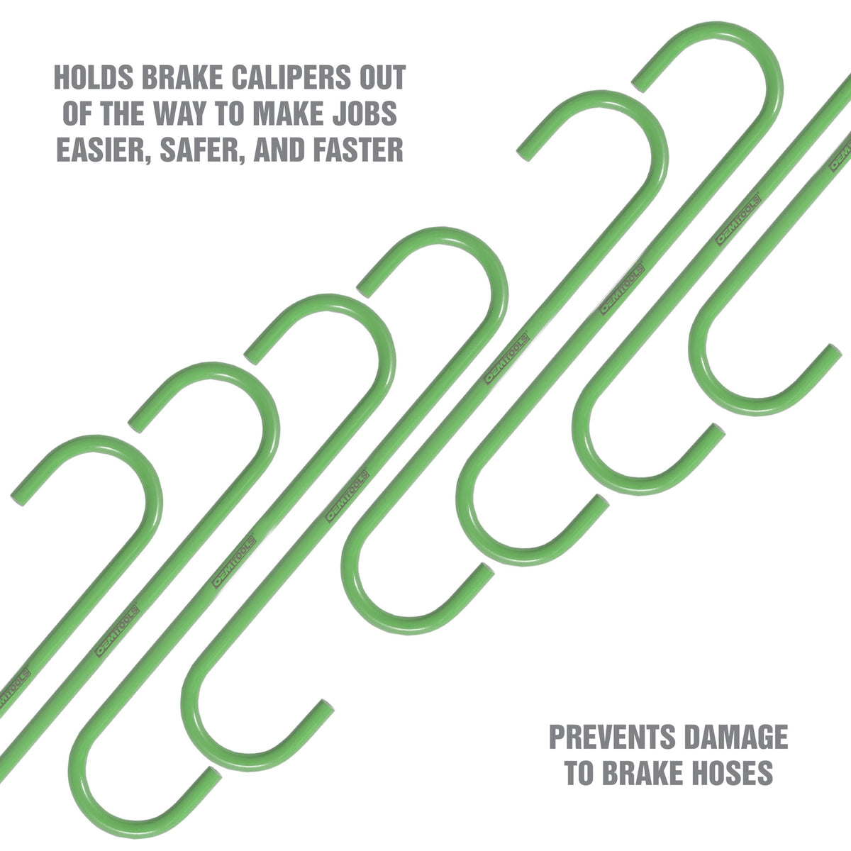 OEMTOOLS hi-vis green hanger undercar view for quick locating tools and improved safety