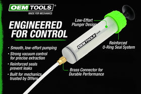 OEMTOOLS translucent cylinder close-up with dual-scale for precise volume reading