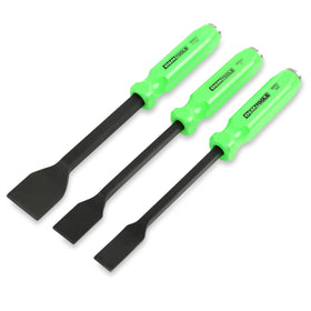 OEMTOOLS front view of scraper set showing three sizes and handles for easy selection and use