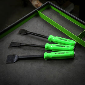 OEMTOOLS scraper cleaning a transmission pan gasket area for reliable sealant removal