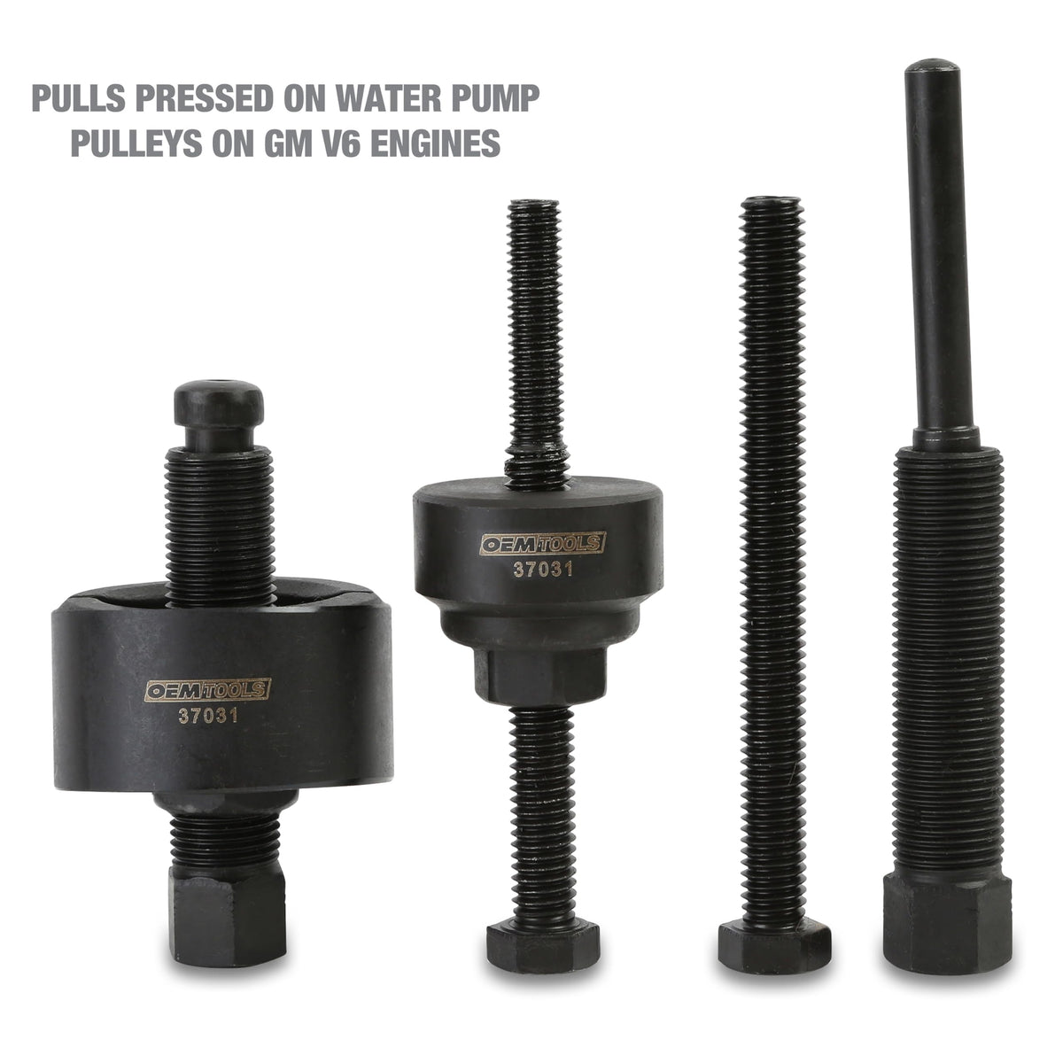 OEMTOOLS hub adapters laid out to show size range for fitting multiple pump hubs