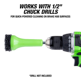 OEMTOOLS tool mounted on drill demonstrating easy drill-powered operation benefit