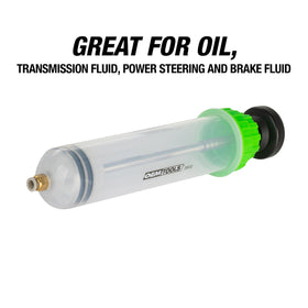 OEMTOOLS in use bleeding brake fluid from caliper demonstrating spill-free control