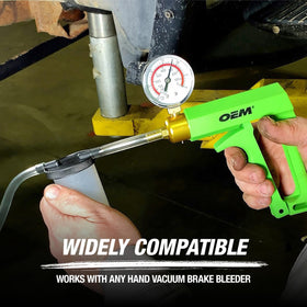 OEMTOOLS kit attached to a brake bleeder nipple for clean fluid removal