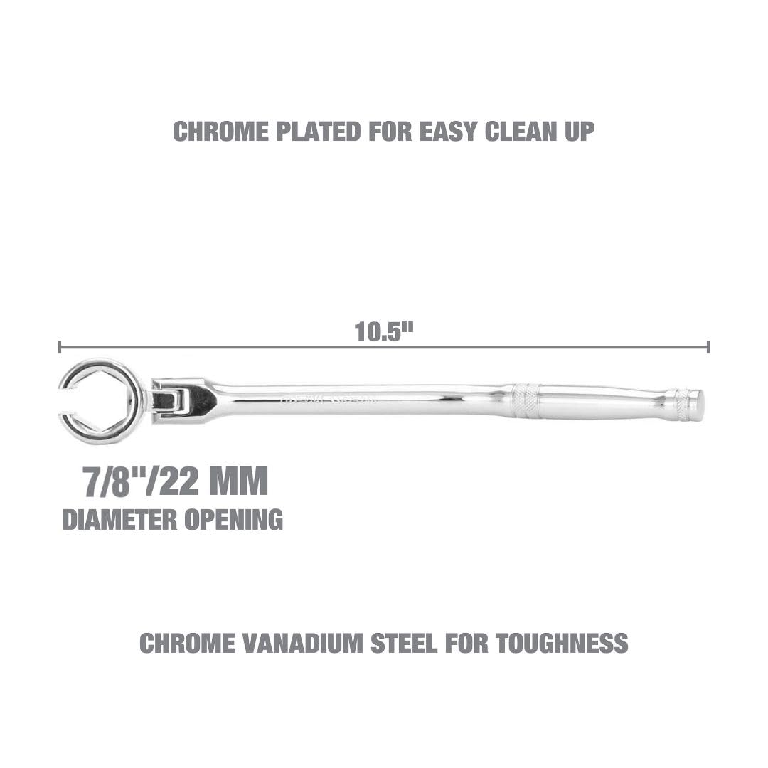 OEMTOOLS swivel head close-up showing flexible access for tight spaces