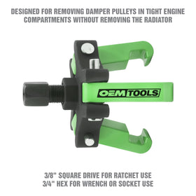 OEMTOOLS close-up of three-jaw assembly demonstrating secure grip