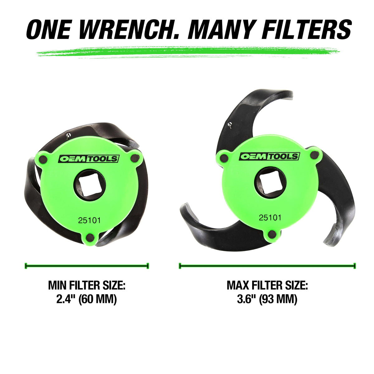 OEMTOOLS close-up of three spring-loaded jaws demonstrating secure filter grip