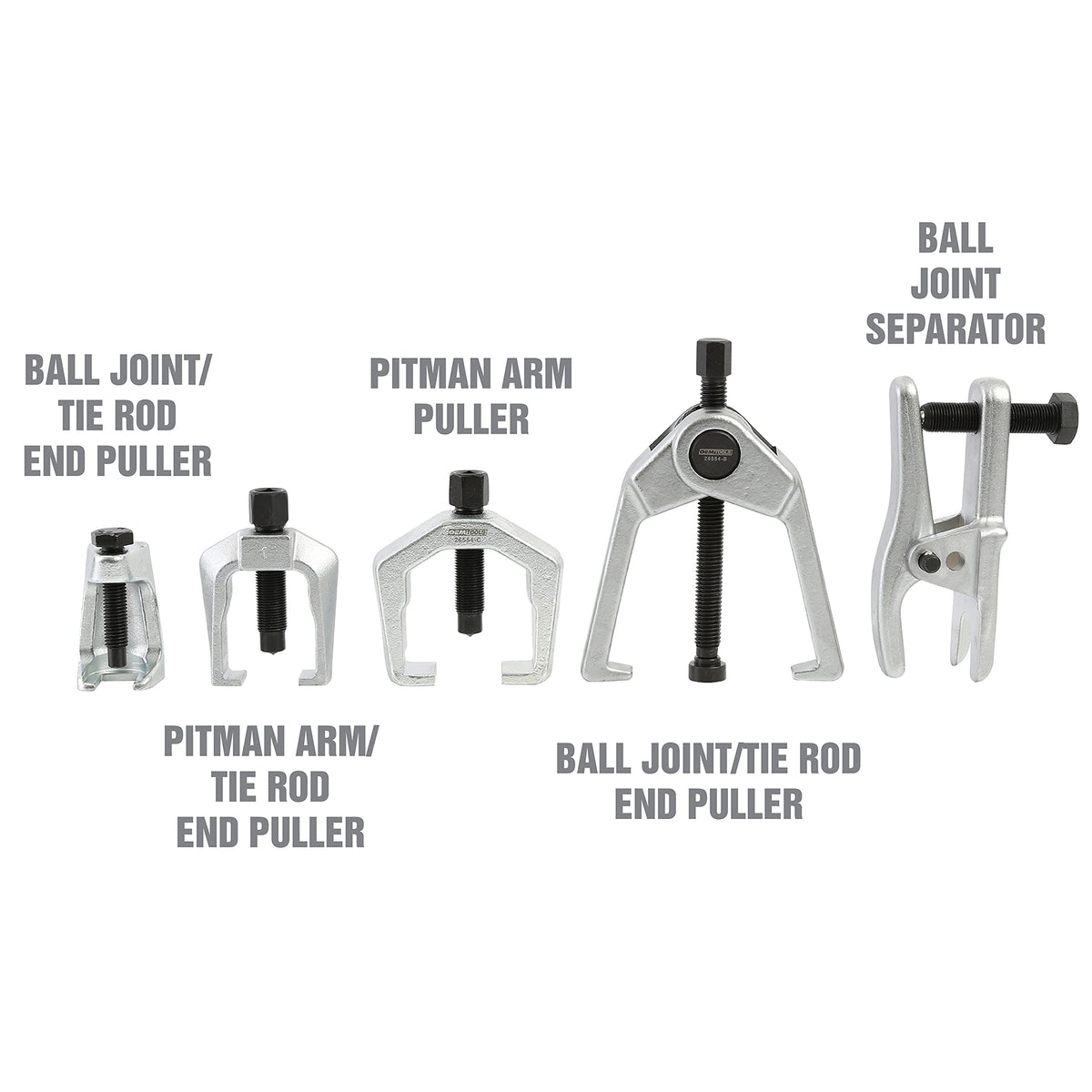OEMTOOLS tools in use on control arm demonstrating efficient joint removal