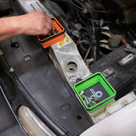 OEMTOOLS tray in use on engine work keeping fasteners organized and accessible