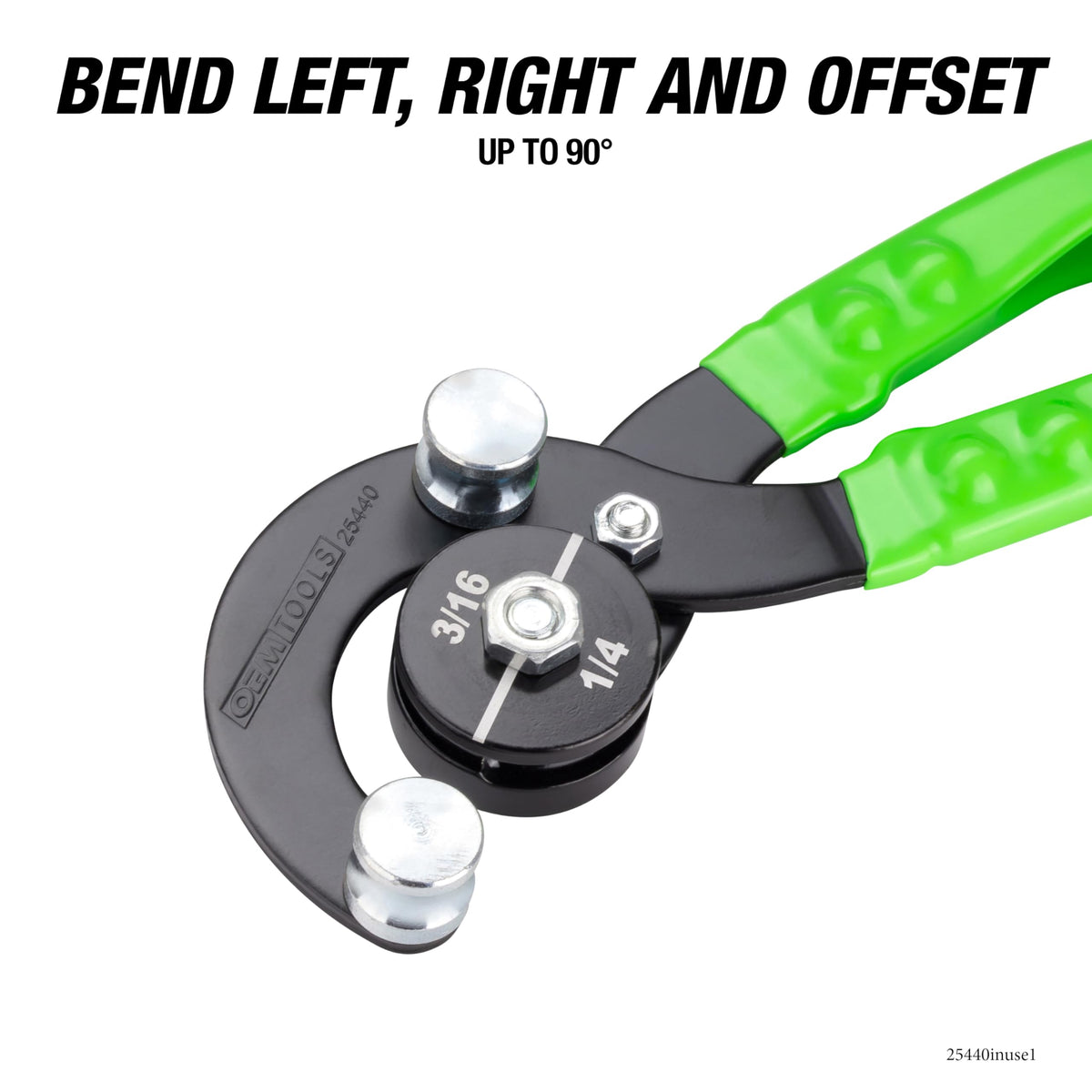 OEMTOOLS close-up of jaws and forged separators protecting tube shape during bends
