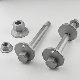 OEMUTA camber bolt next to ruler showing dimensions for fit confirmation and installation planning