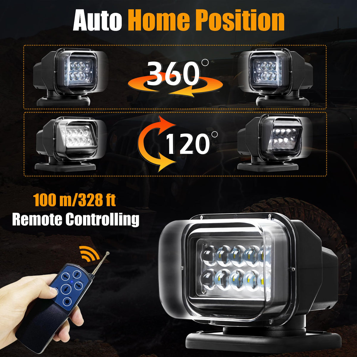 OEOVON remote controller in hand demonstrating 100 meter range for easy control