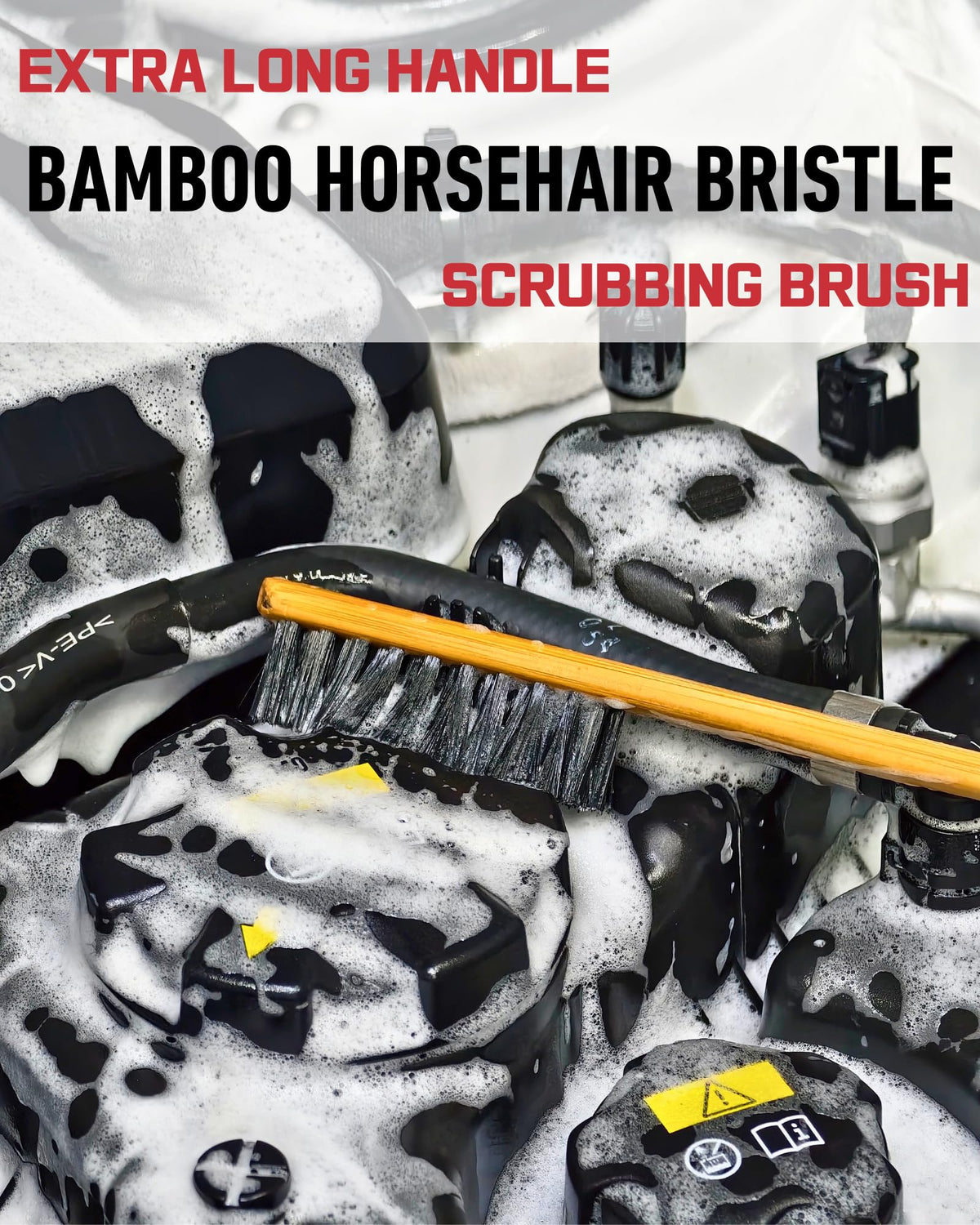 oesee bamboo horsehair brush detail demonstrating durable natural bristles for grime removal