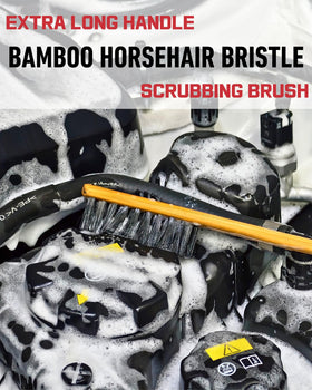 oesee bamboo horsehair brush detail demonstrating durable natural bristles for grime removal