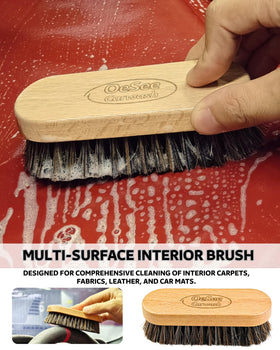 oesee boar bristle brush close-up lifting dirt without scratching