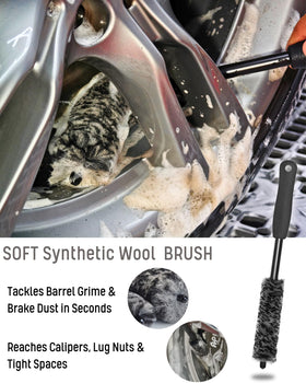 oesee close view of synthetic wool bristles highlighting scratch-free cleaning action