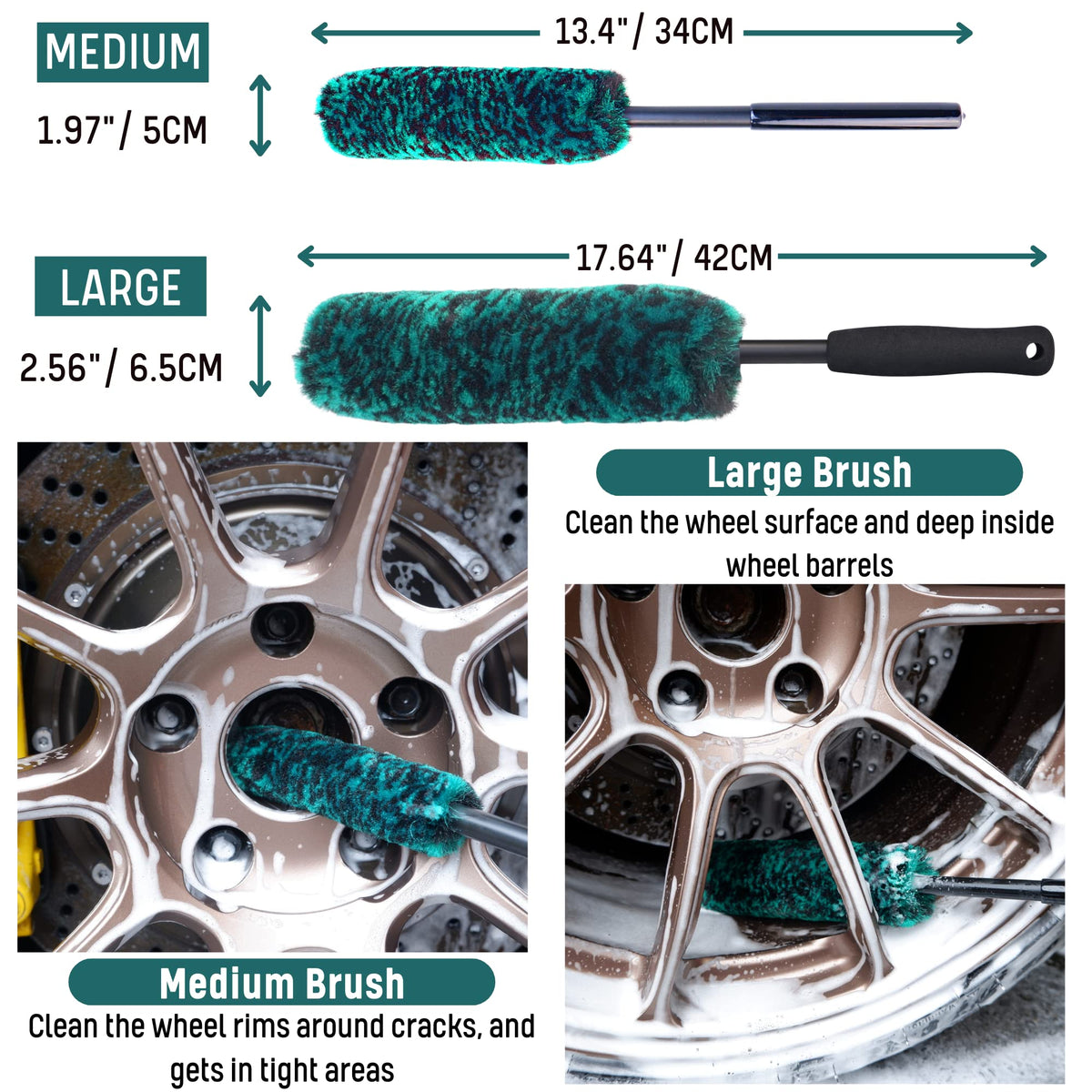 oesee detailing brush in a lug nut cavity for precise cleaning