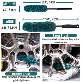 oesee detailing brush in a lug nut cavity for precise cleaning