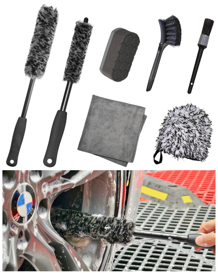 oesee full kit layout showing tools for efficient wheel cleaning