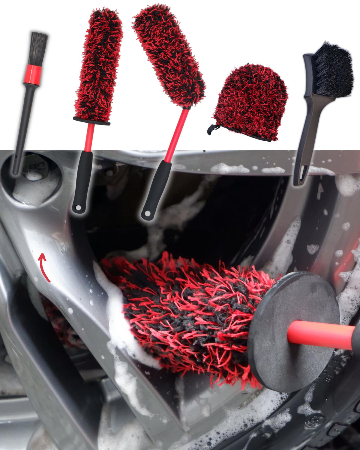 oesee front packaging showing complete wheel brush kit and benefits