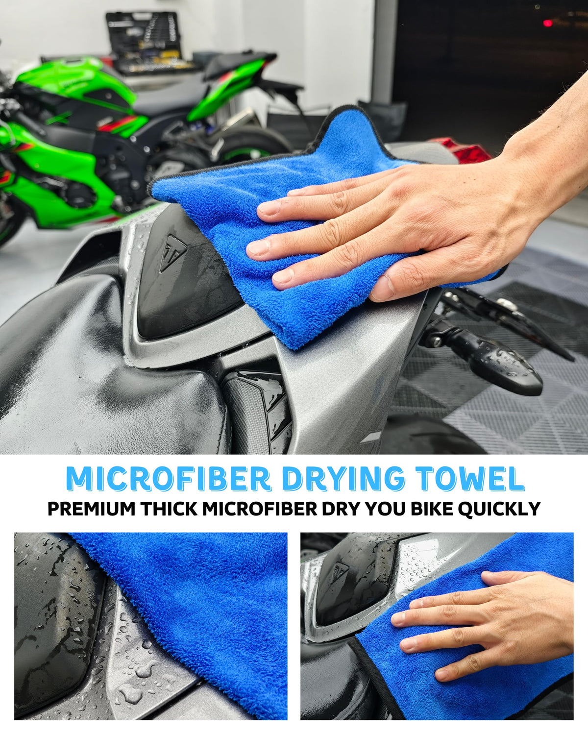 oesee full kit in use on motorcycle demonstrating efficient detailing