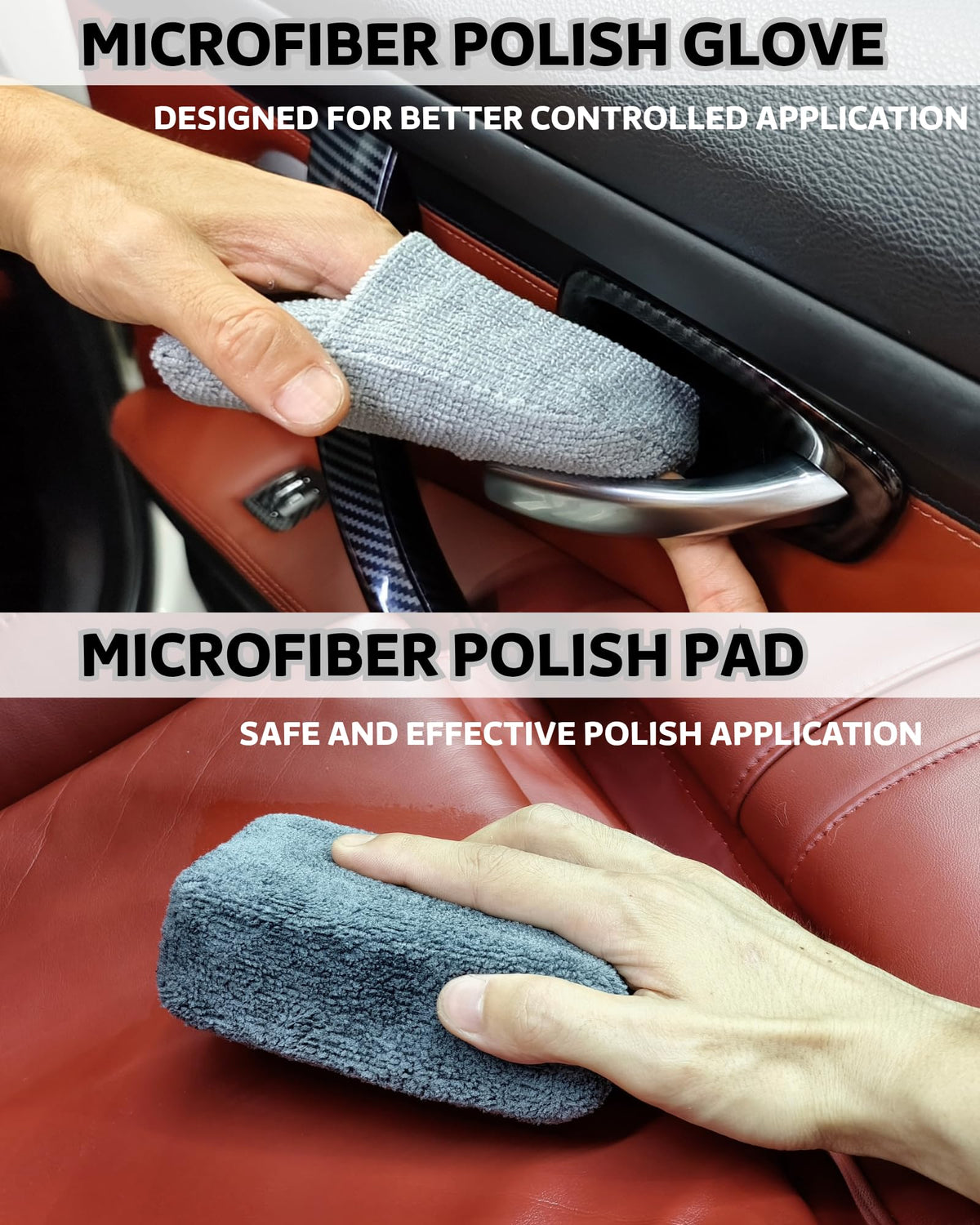 oesee microfiber towels and applicators arranged for faster, streak-free buffing