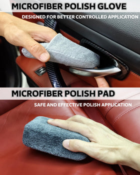 oesee microfiber towels and applicators arranged for faster, streak-free buffing