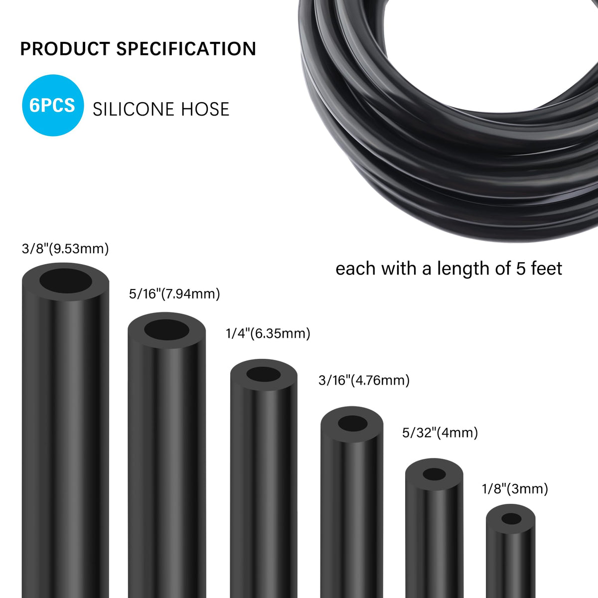 OFBAND hoses laid out showing six 5ft sizes for quick selection