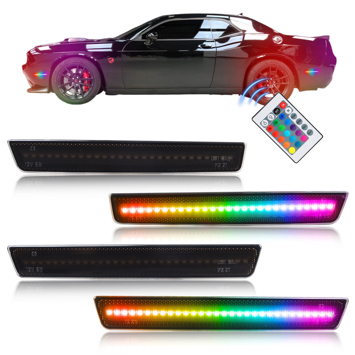 OFFKAT front marker assembly on Challenger showing sleek smoked lens and improved visibility