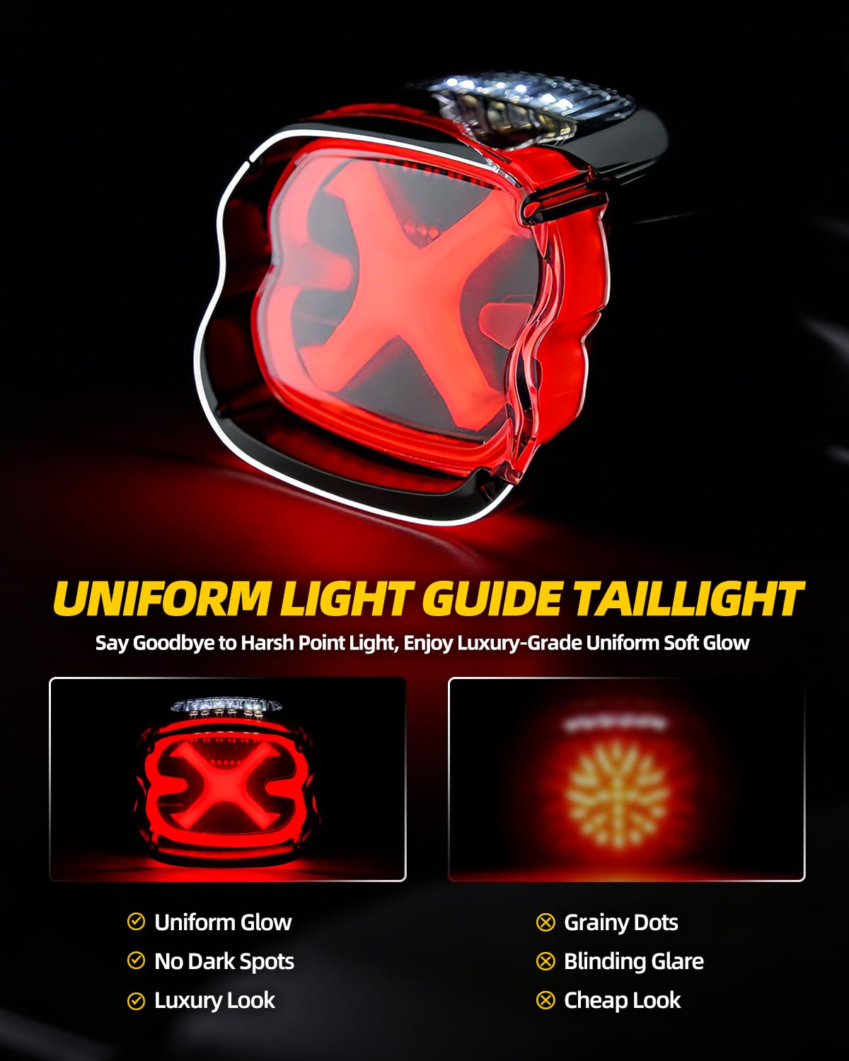 OFFROAD GAMERS X-style activated at night demonstrating bright running and brake illumination