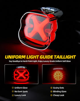 OFFROAD GAMERS X-style activated at night demonstrating bright running and brake illumination